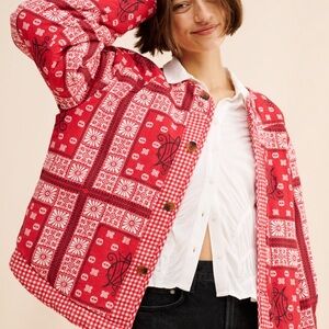 Anthropologie Red Patterned Jacket